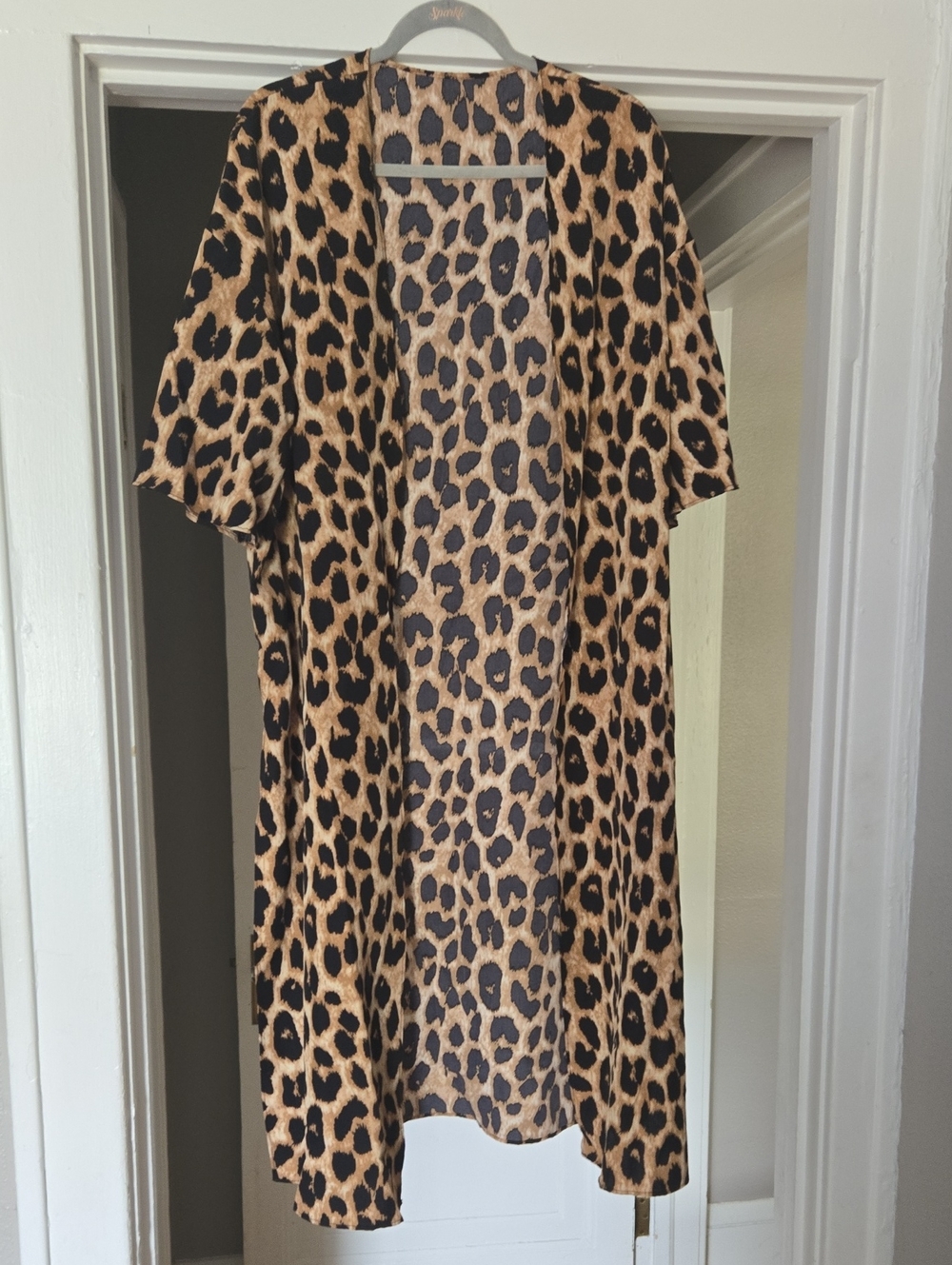 SHEIN Leopard Print Open-Front Kimono Cardigan - Brown & Black